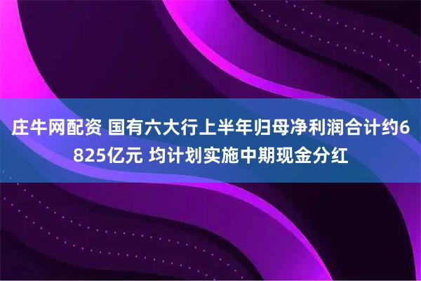 庄牛网配资 国有六大行上半年归母净利润合计约6825亿元 均计划实施中期现金分红